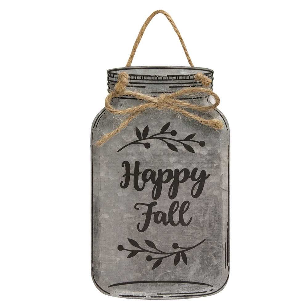 Happy Fall Metal Mason Jar Ornament - 90779