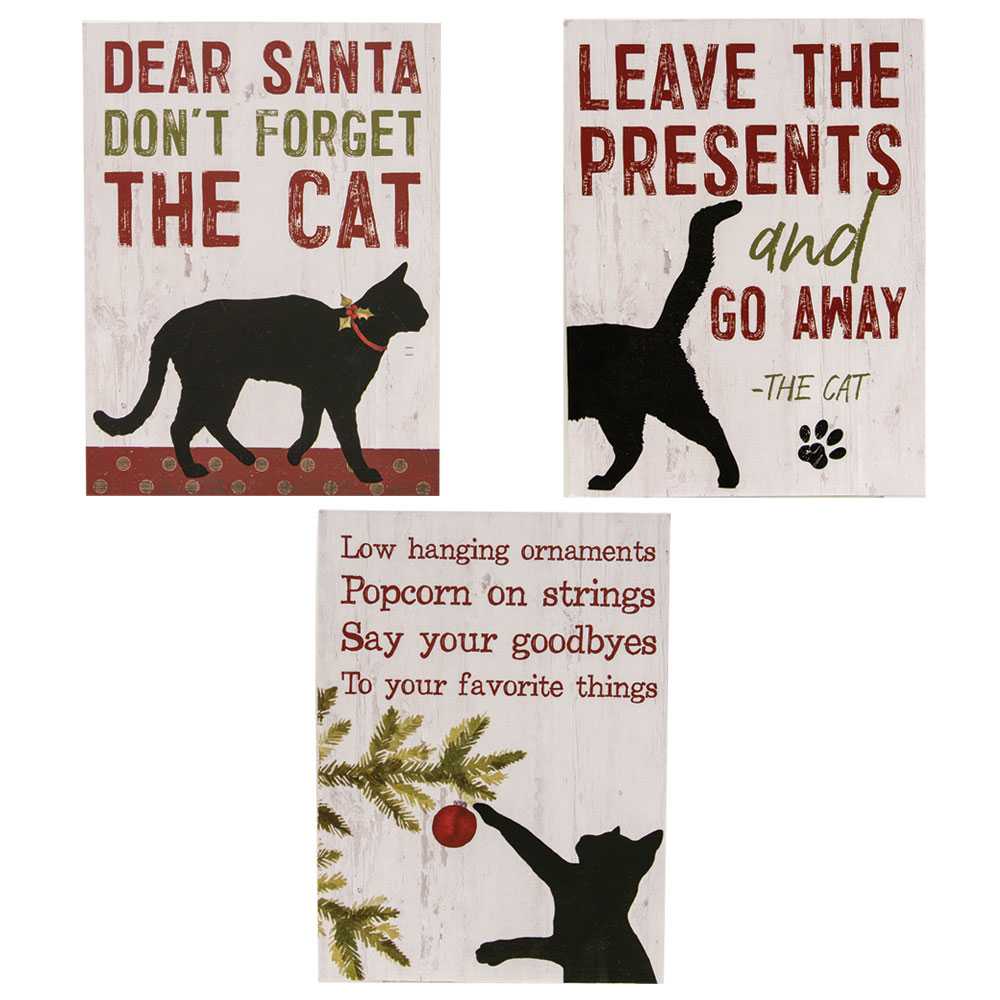 Blackwater Trading Dear Santa Leave Presents Take Cat Basset Hound Christmas Dog Sign Plaque 5x10