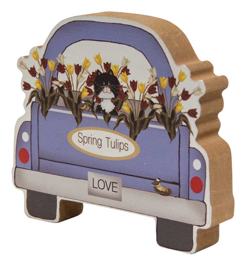 Spring Tulips Chunky Truck w/Cat #35292A