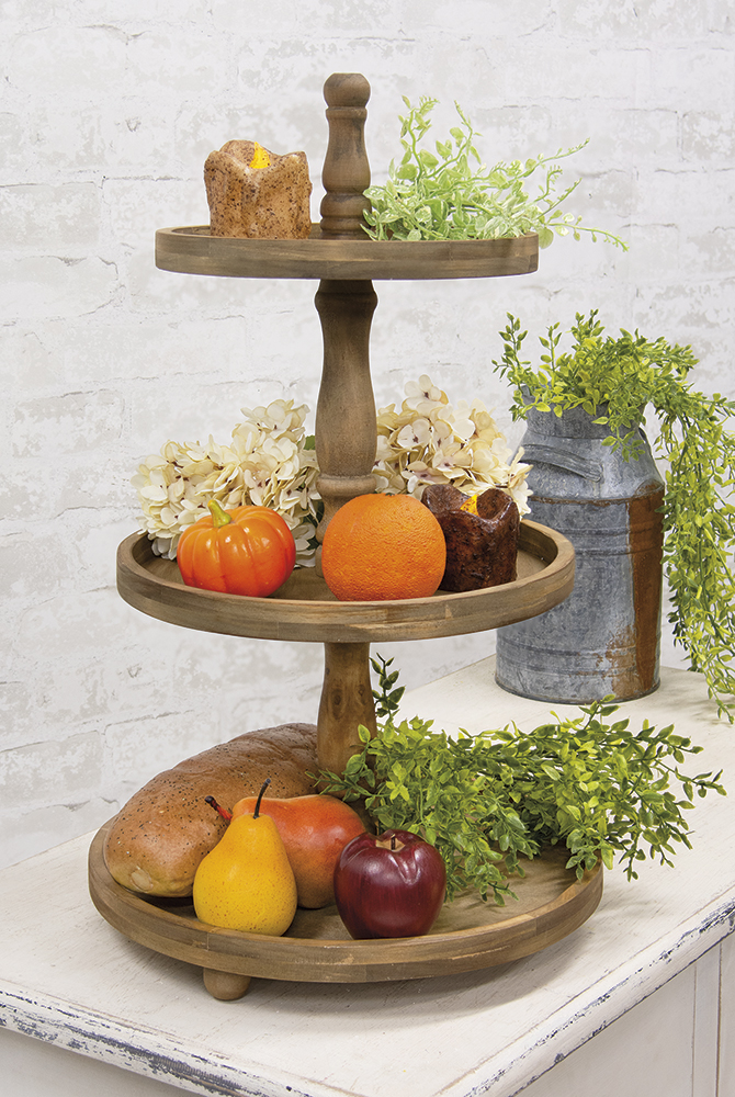 Distressed Three-Tiered Wooden Tray #65163