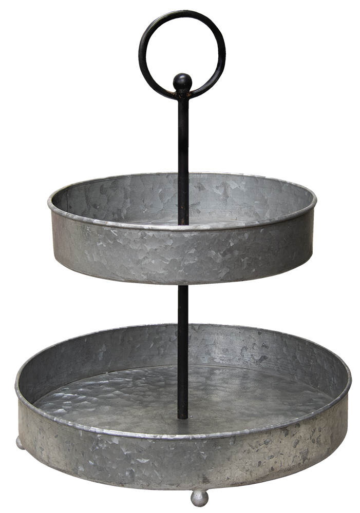 Distressed Two-Tiered Metal Tray #65165