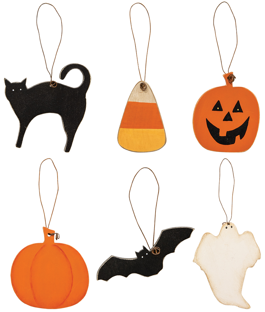 6/set, Mini Wood Halloween Ornaments