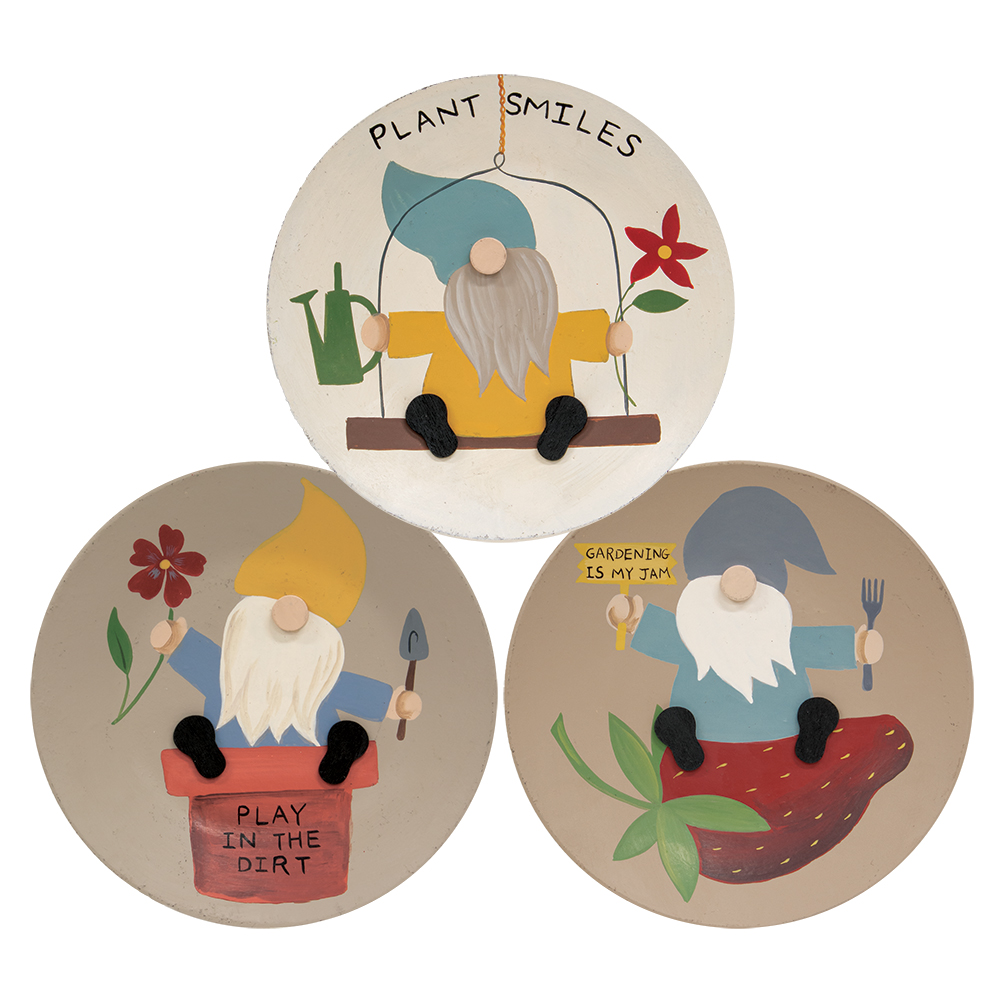 Gardening Gnome Plates, 3 Asstd. #35812