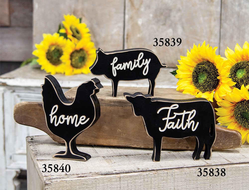 Family Distressed Black Pig Sitter #35839