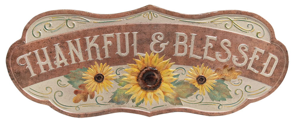 Thankful & Blessed Sunflower Distressed Metal Sign #60385