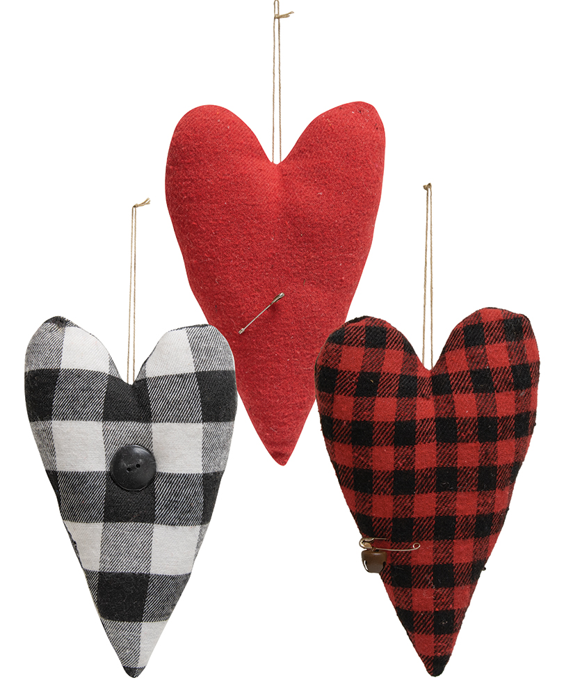 3/Set, Felt Primitive Heart Pillow Ornaments #CS38297
