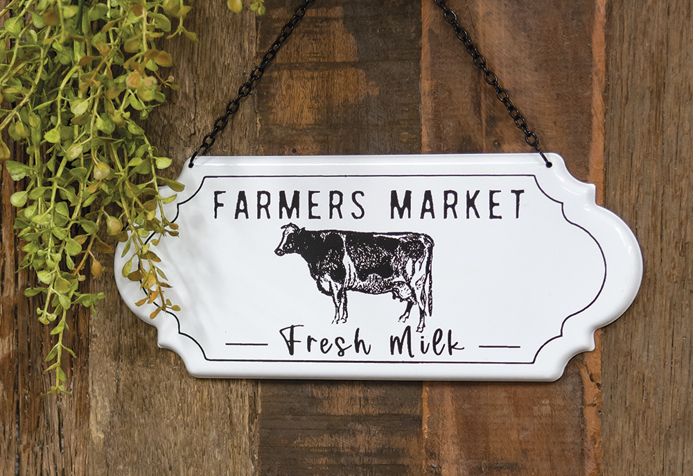 Farmers Market Fresh Milk Metal Hanging Sign #65229
