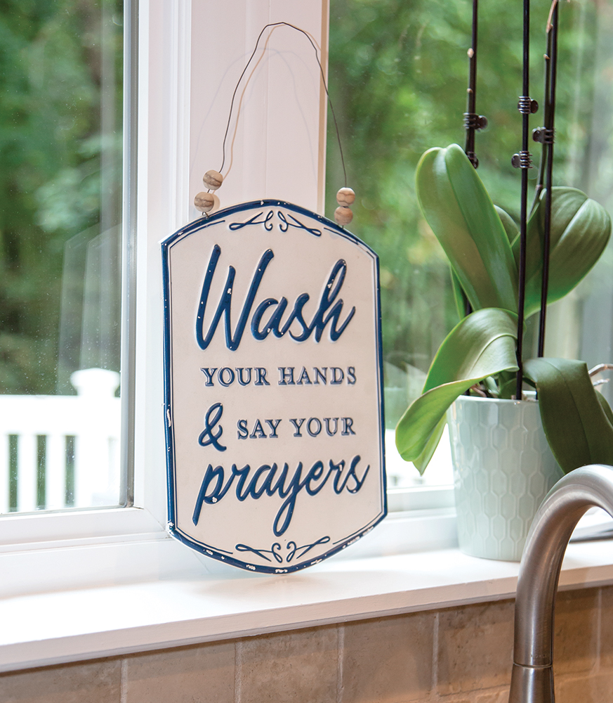Wash Your Hands & Say Your Prayers Metal Hanging Sign #60394