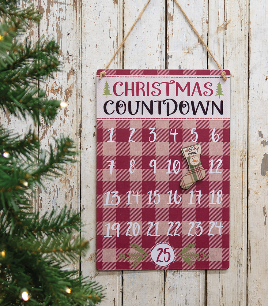 Buffalo Check Metal Christmas Countdown Calendar #36144