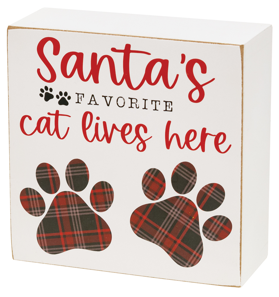 Santa's Favorite Cat Box Sign, 2 Asstd. #36170