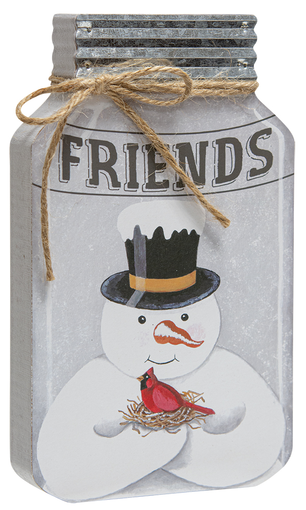 Friends Snowman Chunky Mason Jar Sitter