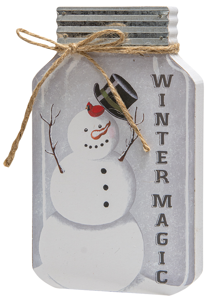 Winter Magic Snowman Chunky Mason Jar Sitter #36192