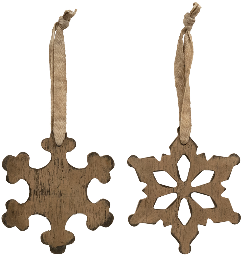 Distressed Wooden Snowflake Ornament