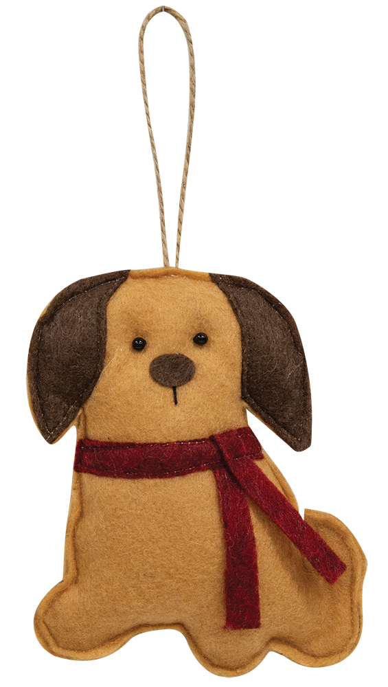 Felt Dog with Scarf Ornament