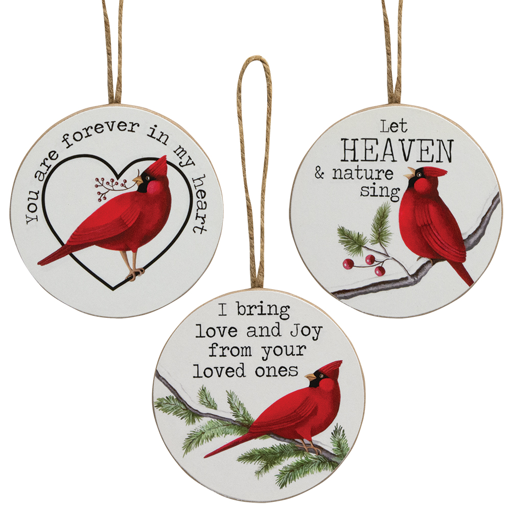 Heaven & Nature Sing Cardinal Ornament, 3 Asstd. #36188