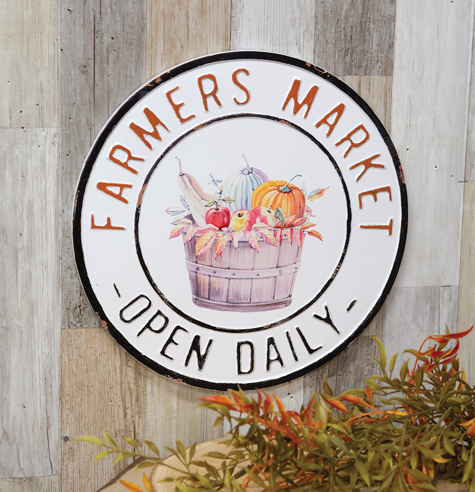 Farmer's Market Open Daily Round Metal Sign #65277