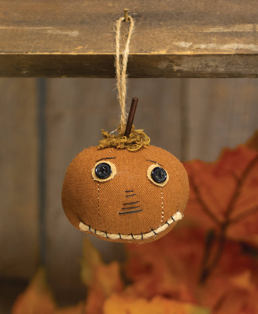 Primitive Happy Pumpkin Fabric Ornament #CS38630
