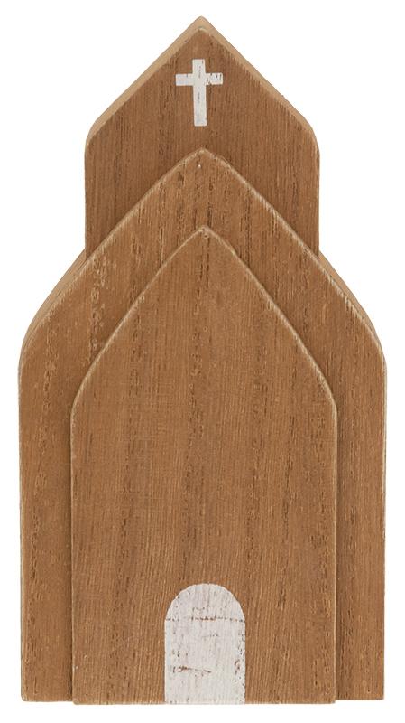 Layered Antiqued Wooden Church Sitter #37058