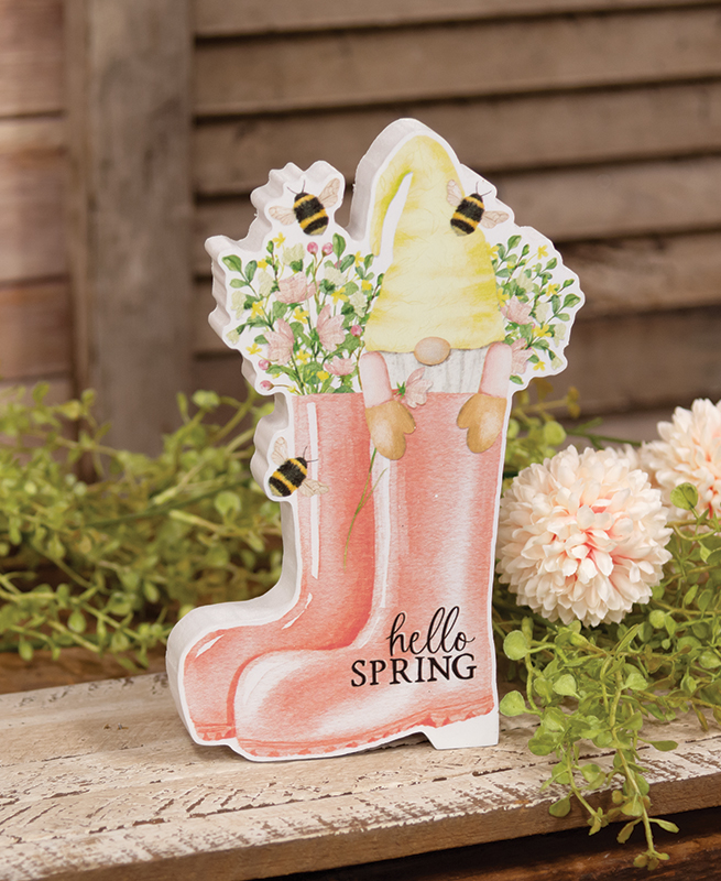 Hello Spring Gnome in Boots Chunky Sitter #36849