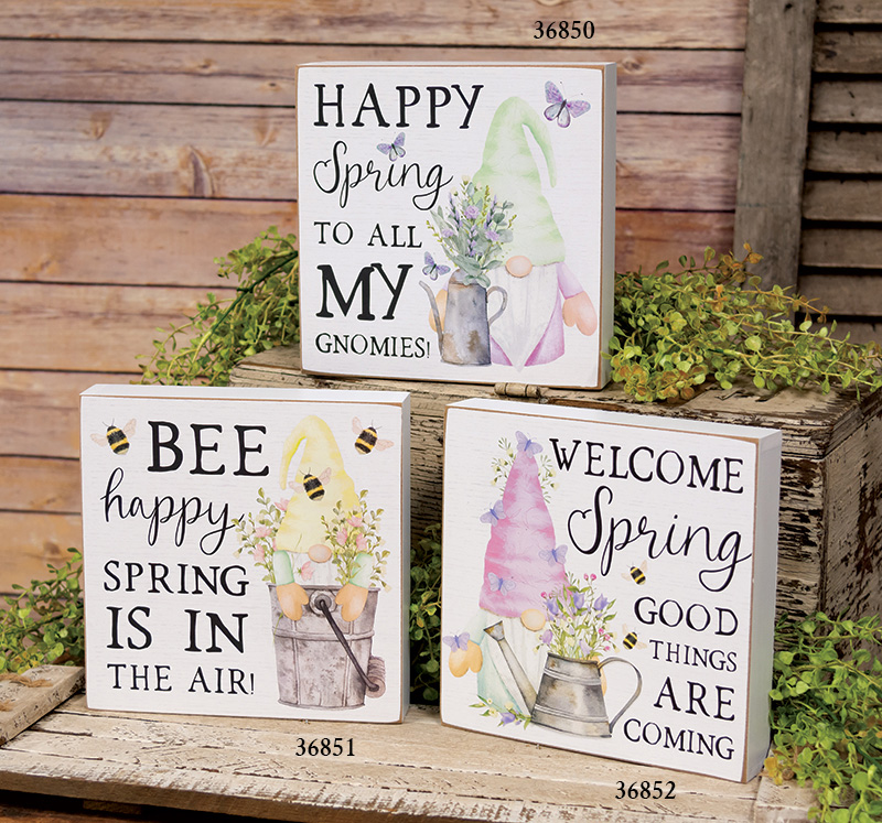 Bee Happy Spring is in the Air Gnome Box Sign #36851