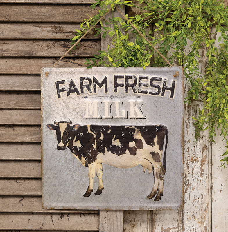 Farm Fresh Milk Gray Hanging Metal Sign #75045