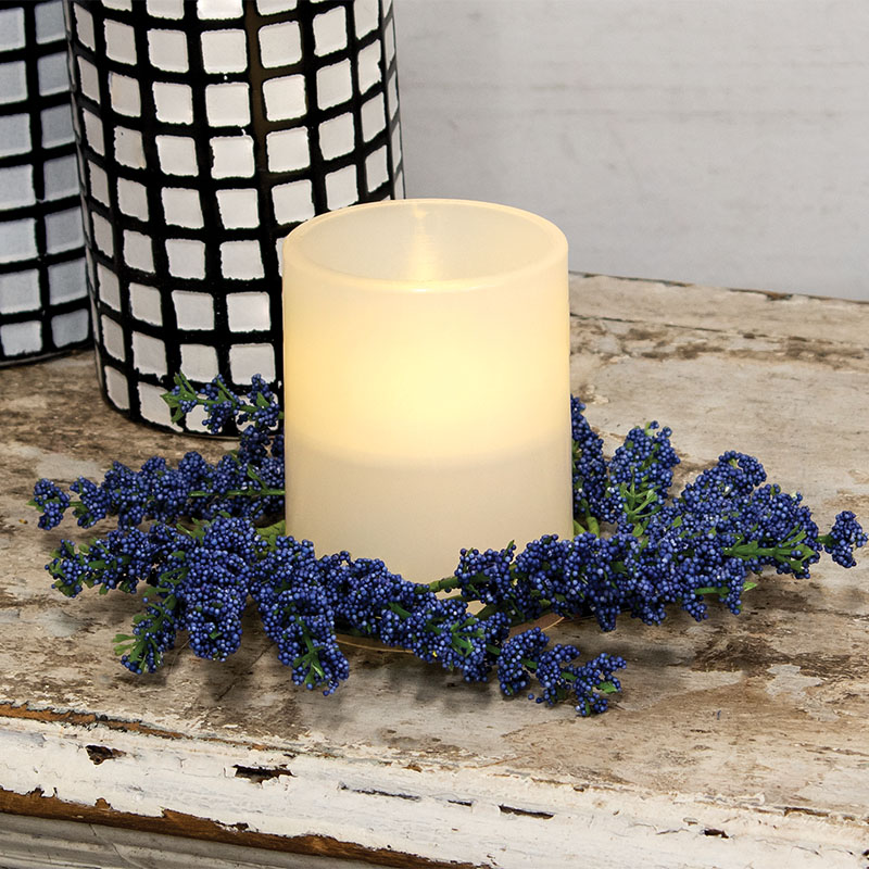 Blue Astilbe Candle Ring, 3" 18356
