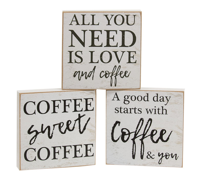 A Good Day Starts With Coffee Square Block, 3 Asstd. 36912