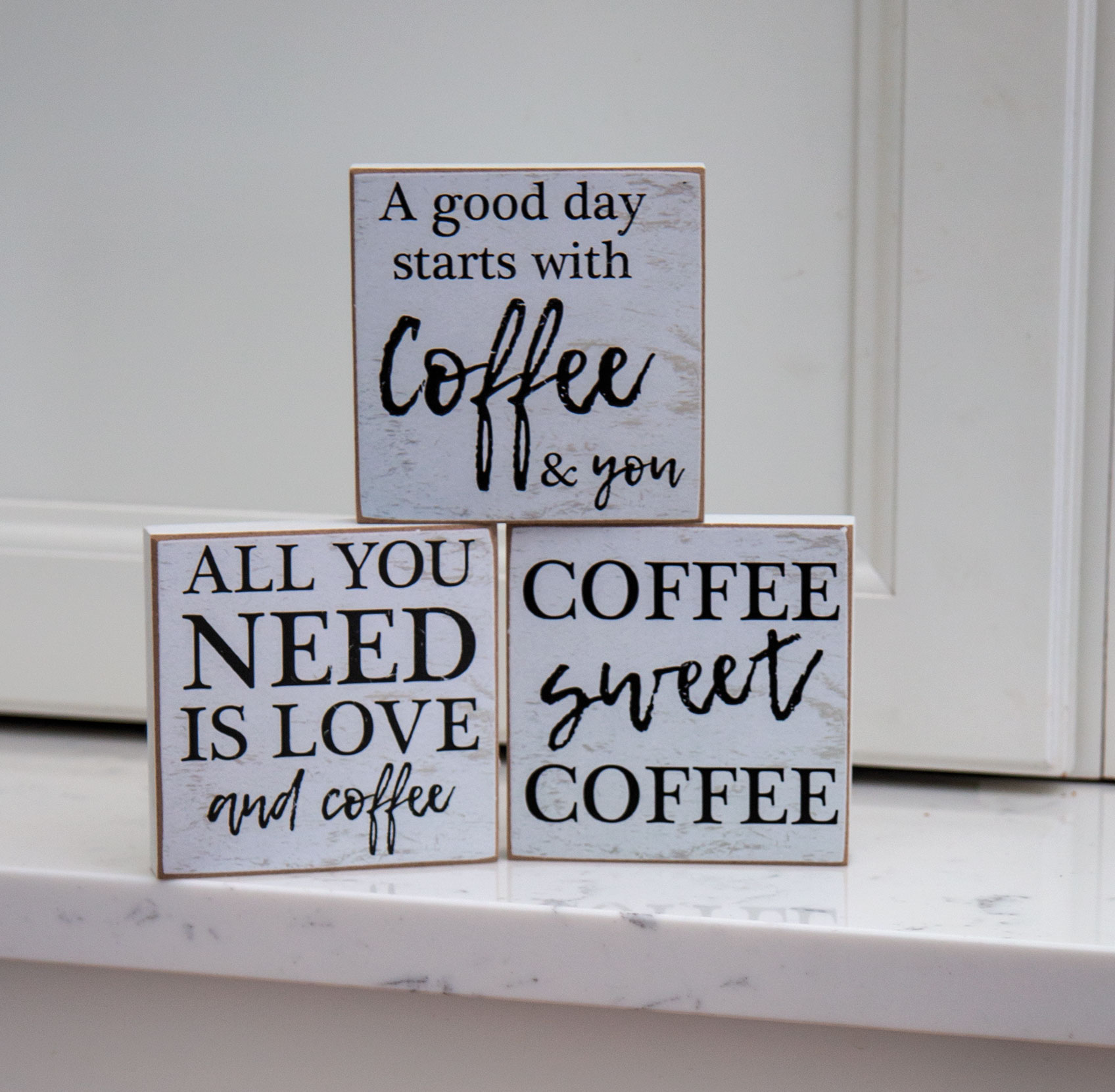 A Good Day Starts With Coffee Square Block, 3 Asstd. 36912