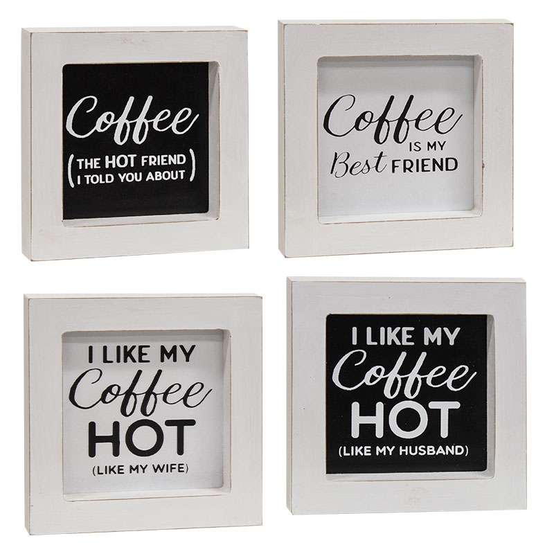 I Like My Coffee Hot Mini Framed Sign, 4 Asstd. 37102