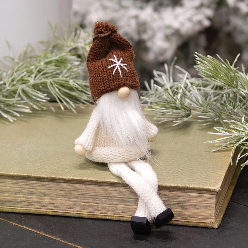 Mini Brown/White Snowflake Wooden Gnome ADCX3005