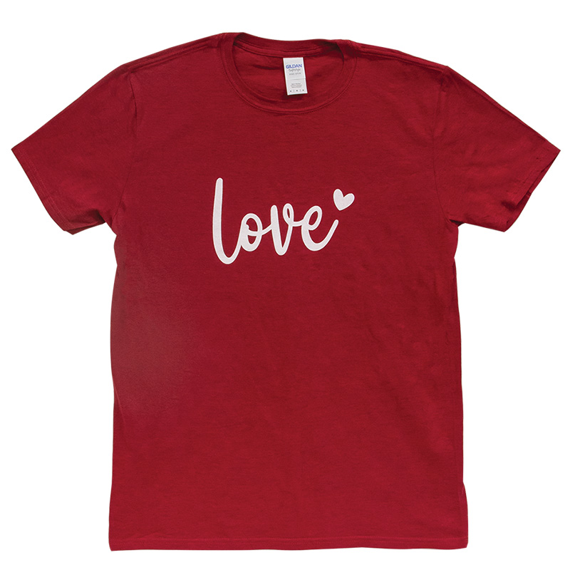 Love Heart T-Shirt, Antique Cherry Red L133