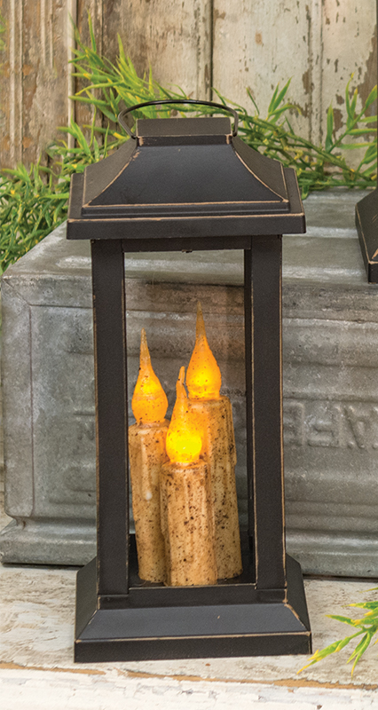 Burnt Ivory 3-Taper Lantern, 10 inch - # 84640