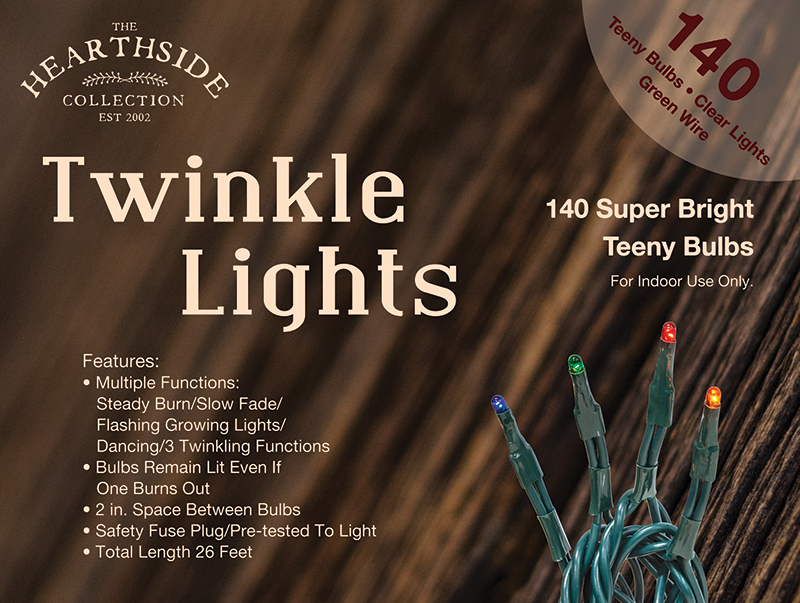 Twinkle Lights, Multi-Colored / 140 Count - Green Cord #HL1407