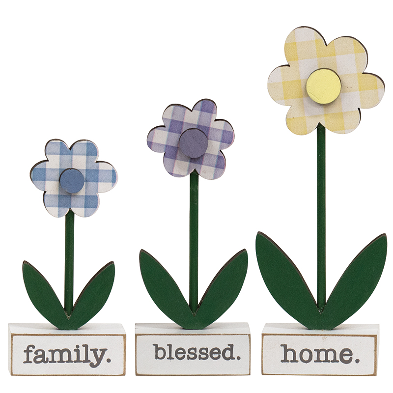 3 Set, Home, Blessed, Family Daisies on Base #37574