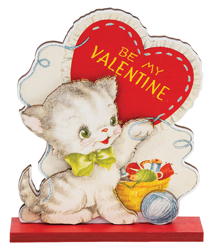 Be My Valentine Vintage Kitten on Base, #38928