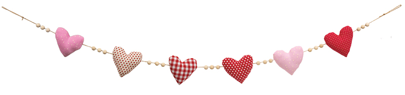 Vintage Patchwork Hearts Garland - 60"L