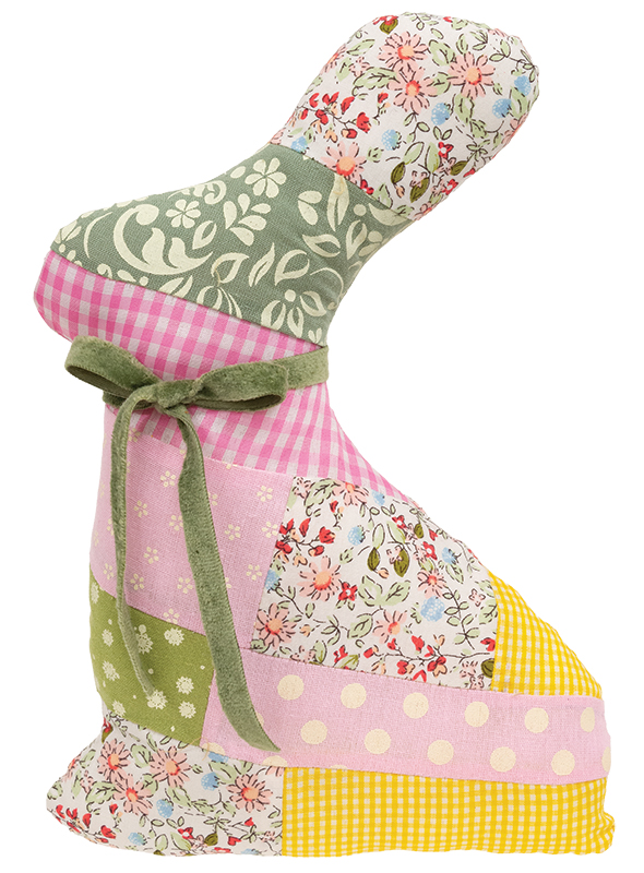 Vintage Floral Quilt Bunny Pillow - 10.5"H