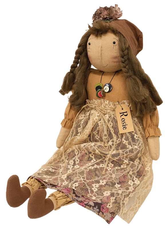 Vintage Rosie Blooms Doll with Button Necklace