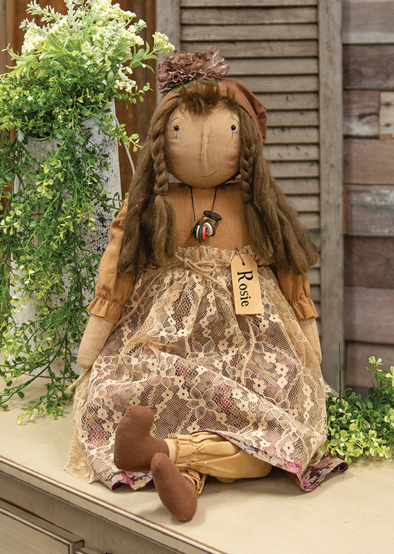 Vintage Rosie Blooms Doll with Button Necklace