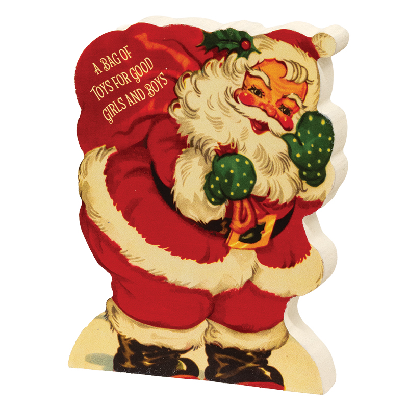 Chunky Wooden Vintage Santa Sitter - 3 Asstd.