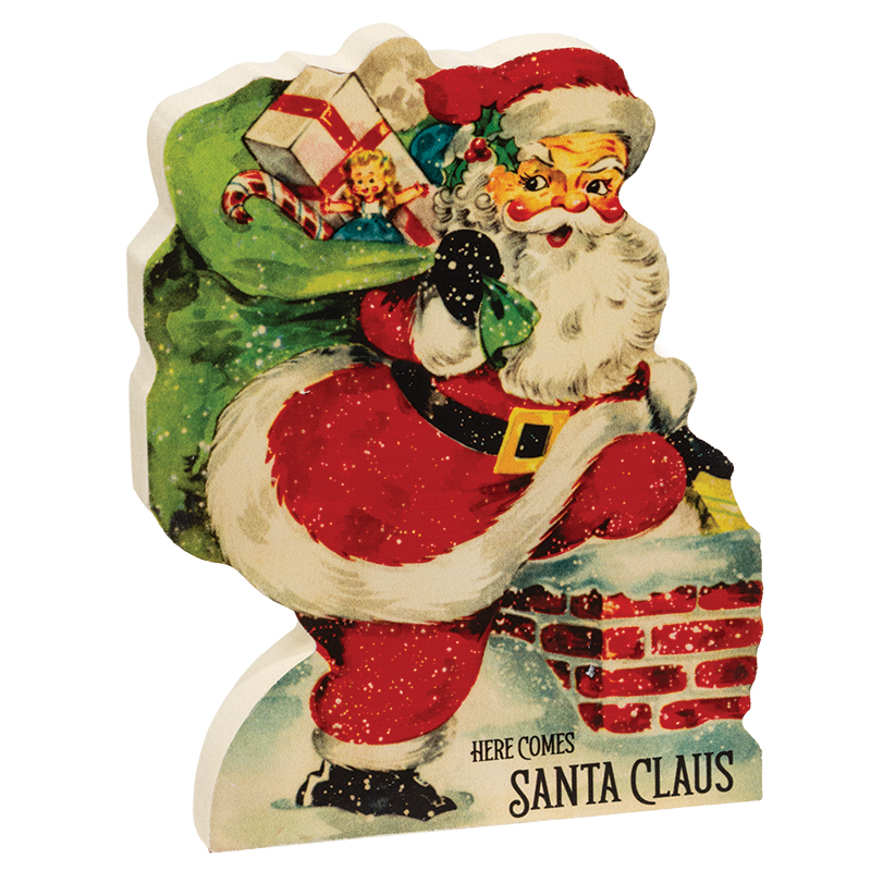 Chunky Wooden Vintage Santa Sitter - 3 Asstd.Chunky Wooden Vintage Santa Sitter - 3 Asstd.