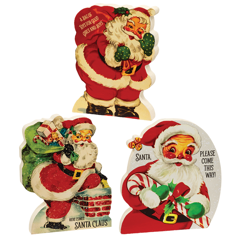 Chunky Wooden Vintage Santa Sitter - 3 Asstd.