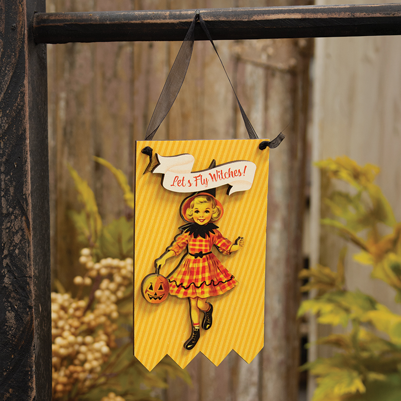 Let's Fly Witches Vintage Halloween Hanger