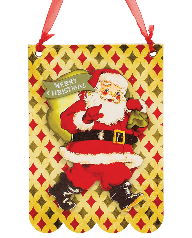 Layered Wooden Vintage Merry Christmas Santa Hanger