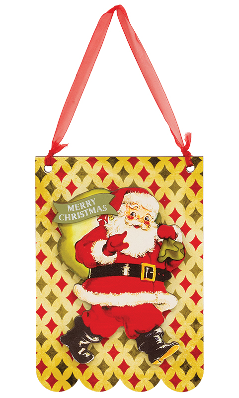Layered Wooden Vintage Merry Christmas Santa Hanger