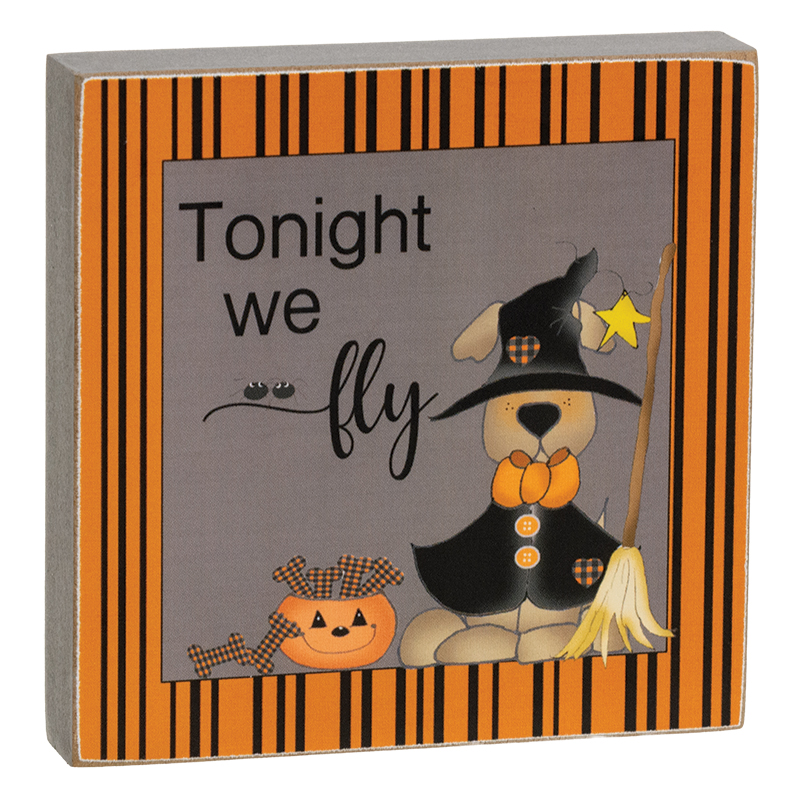 Let's Get Spooky Dog 4" Square Block - 3 Asstd. Let's Get Spooky Dog 4" Square Block - 3 Asstd.