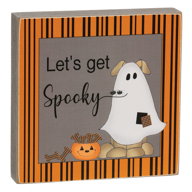 Let's Get Spooky Dog 4" Square Block - 3 Asstd. Let's Get Spooky Dog 4" Square Block - 3 Asstd.
