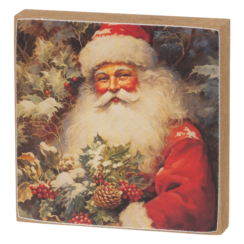 Vintage Santa Portrait 4" Square Block - 3 Asstd.
