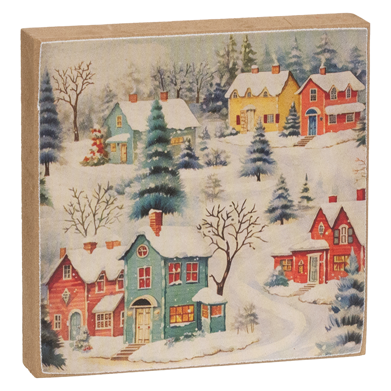 Snowy Vintage Village 4" Square Block - 3 Asstd.