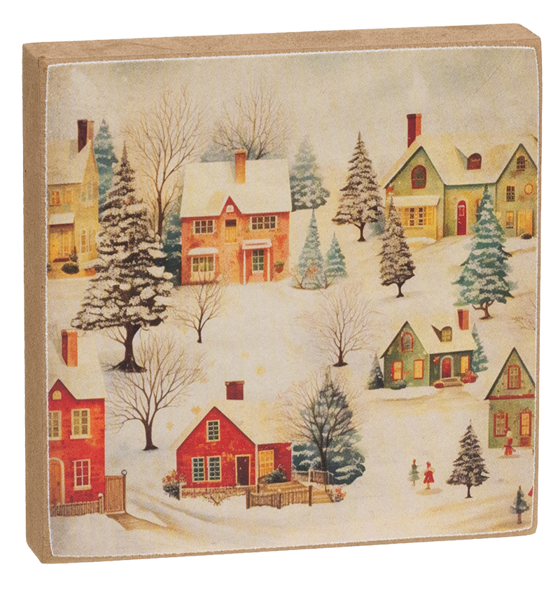 Snowy Vintage Village 4" Square Block - 3 Asstd.